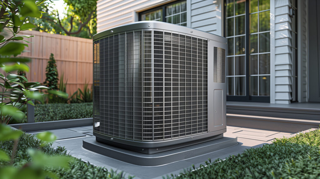 air source heat pump unit installed outdoors